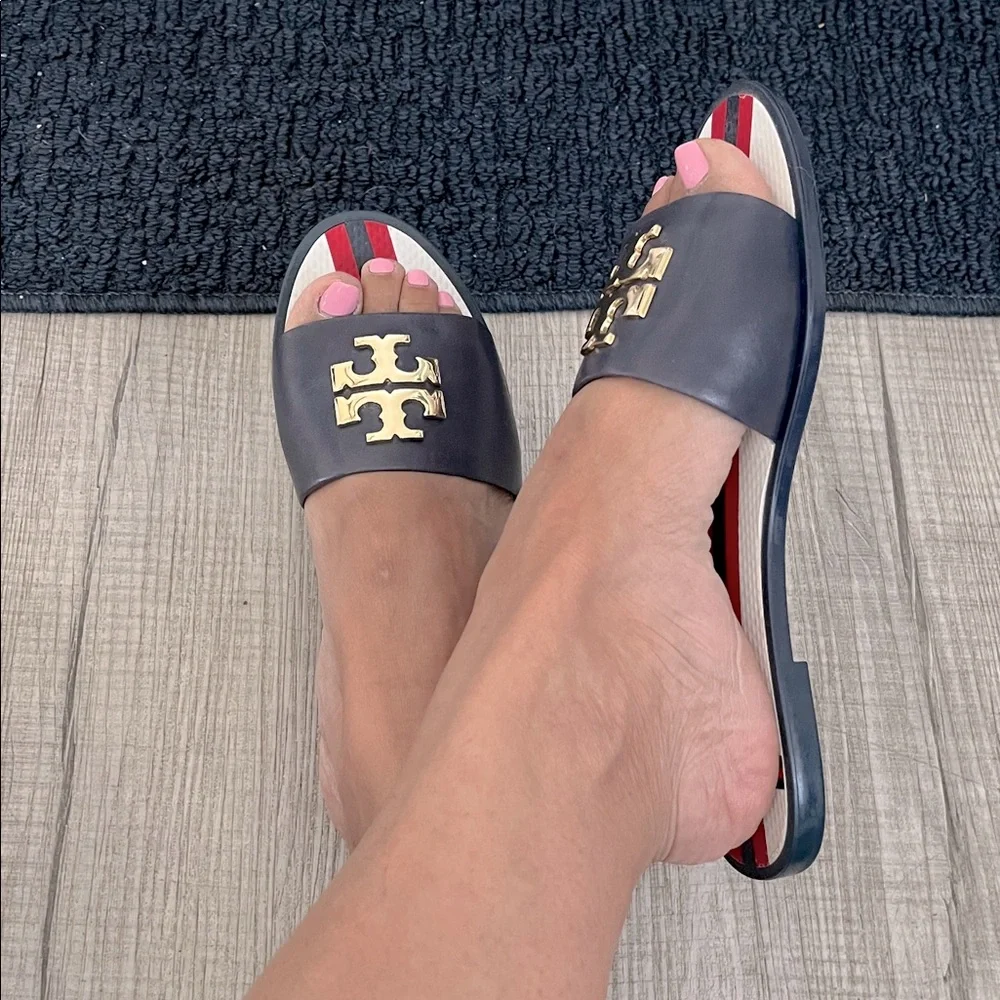 Tory Burch Logo Slide Sandals